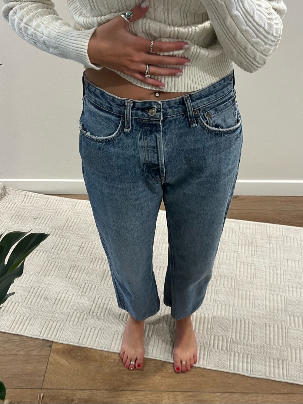 Rag and bone Blue High-Rise Straight Jeans - Women